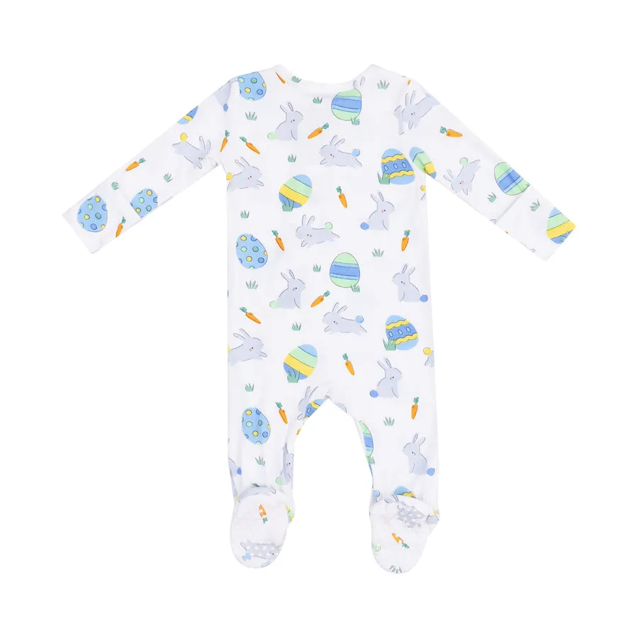 Zipper Footie | Blue Easter Bunnies